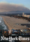 A view across Santa Monica as the Palisades fire burns in the distance. The fires have sent hundreds of displaced homeowners to hotels in Los Angeles and beyond. Photo credit: Mario Tama/Getty Images